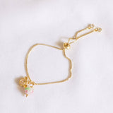 Pink Flower Lamp Work Tiger Gold Adjustable Handmade Bracelet (Nationwide Delivery) - Valentine's Day Flowers & Gifts 2025