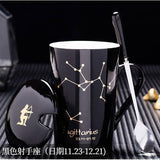 Personalised Horoscope Black Ceramic Mug Cup with Lid and Spoon- (Nationwide Delivery)
