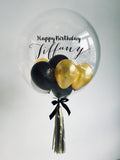 Single 24" Bubble With Mini Balloons in Black, Gold, Silver
