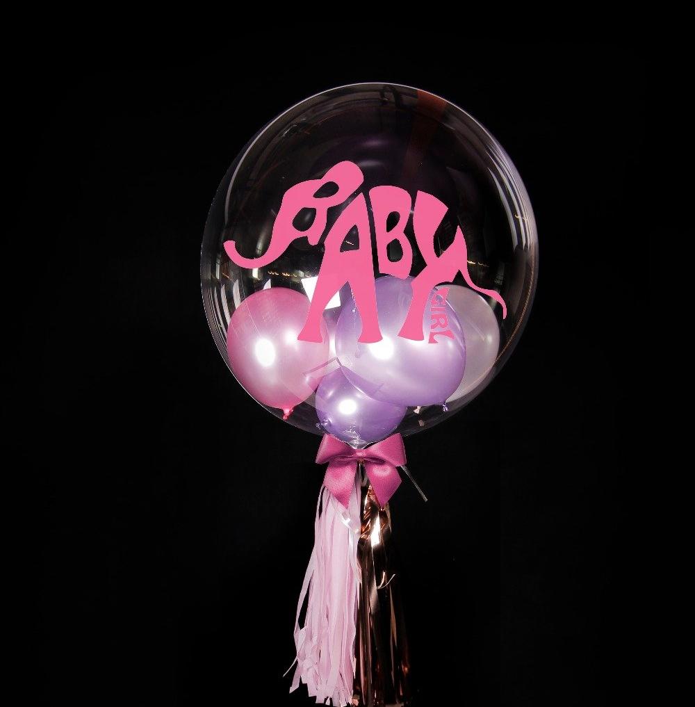 Single 24" Bubble With Mini Balloons in Purple and Pink