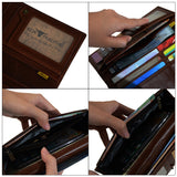 RFID Leather Long Wallet With Button Closure-18 Slots (Nationwide Delivery)