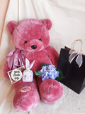 Super Soft Purple Bear with Personalized Candy Bracelet, Chocolate Gift Pack and a 4R photo printed on Glossy Photo Paper (Klang Valley Delivery)