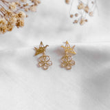 Springtime Golden Flower Sakura Origami Bird Gold Handmade Earring