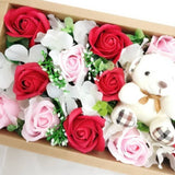 Soap Rose with Teddy Bear Gift Box
