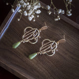 Modern Oriental Beauty Bamboo Olivine Jade Handmade Earring Chinese New Year 2024
