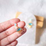 Oceanic Serenity Gems BlueJellyfish Handmade Gold Earring (Nationwide Delivery)