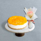 [Bundle Set] Peach Cheesecake 6" + Flower (Klang Valley Delivery)