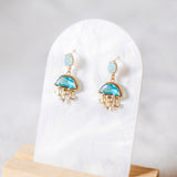 Oceanic Serenity Gems BlueJellyfish Handmade Gold Earring (Nationwide Delivery)