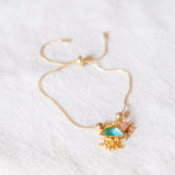 Oceanic Serenity Gems Jellyfish Charm Adjustable Bracelet (Nationwide Delivery)