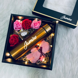 Wellness Gift Box: Personalized Digital LED Thermal Flask Bottle with Pure Honey, Soap Roses, Bear Towel & LED fairy Lights Gift Set (Nationwide Delivery)