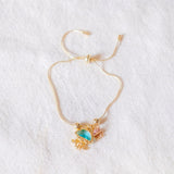Oceanic Serenity Gems Jellyfish Charm Adjustable Bracelet (Nationwide Delivery)