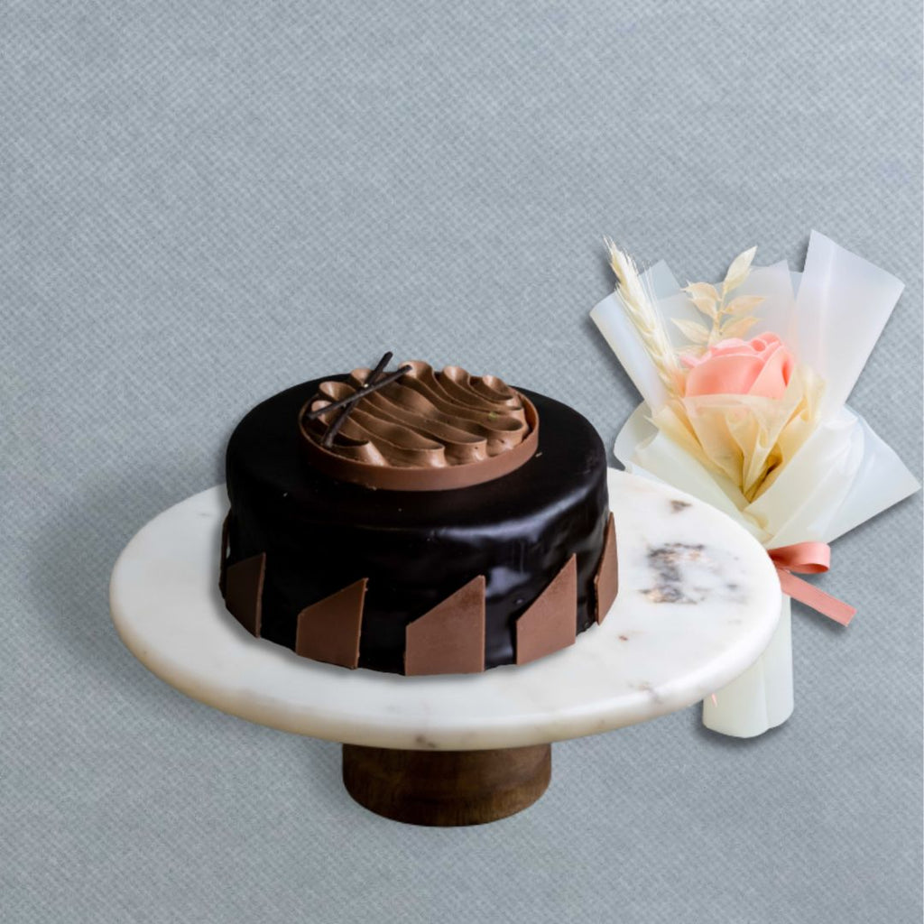 Chocolate Indulgence Cake 6" + Flower (Klang Valley Delivery Only