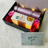 Personalized Thermos Flask Bottle With Premium Coffee & Rose Soap Flowers Gift Box (Klang Valley Delivery)