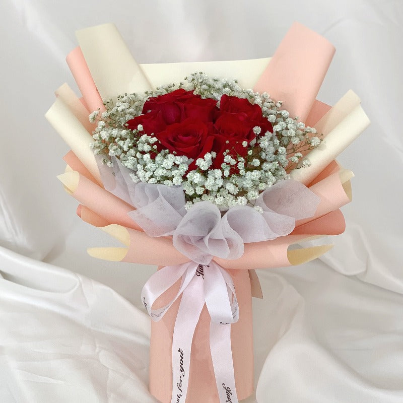 Simply You Classic Red Roses & Baby Breath Bouquet (Sungai Petani Deli