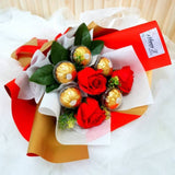 Red Soap Roses With Ferrero Rocher Bouquet