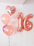 40inch Foil Number Balloon with balloon bunch (RoseGold/Silver/Gold)