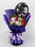 Purple Birthday Ferrero & Roses Bouquet