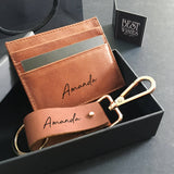 For Him Leather Gift Set B - Stylish Keychain + Multi Card Slot Slim Wallet