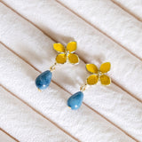 Apatite Stone Yellow Flower Gold Handmade Earring - CNY Hampers & Gifts 2025