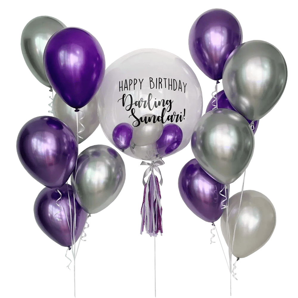 Ultimate Purple Chrome Bubble Balloon Bouquet