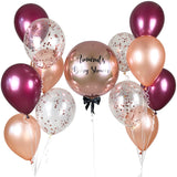 Ultimate Rose Gold & Burgundy Orbz Balloon Bouquet
