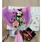 Graduation Bear with Foam Vintage Roses bouquet & Chocolate Gift Set (Klang Valley Delivery)