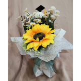Sunny Bear Graduation Bouquet, Artificial Sunflower& Daisies With Chocolate Gift Set (Klang Valley Delivery)