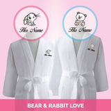 Personalised Premium Couple Bathrobes (Set of 2): Bear & Rabbit Love (Nationwide Delivery)