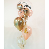 Personalized Bubble Balloon Bouquet | Chrome Gold & Rose Gold