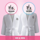 Personalised Premium Couple Bathrobes (Set of 2): Mr & Mrs (Nationwide Delivery)