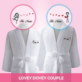 Personalised Premium Couple Bathrobes (Set of 2): Lovey Dovey Couple (Nationwide Delivery)