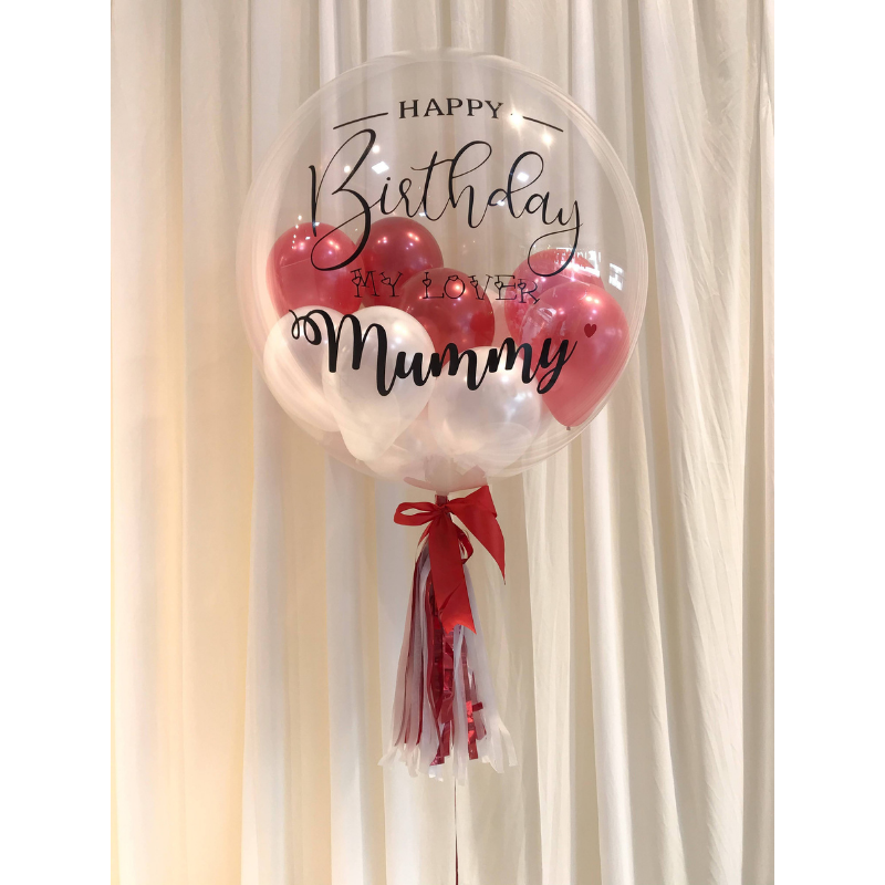 24" Customized Bubble Balloon (Metallic Red White Series)