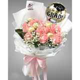 Graduation Bouquet Pink Rose (Penang Delivery Only)