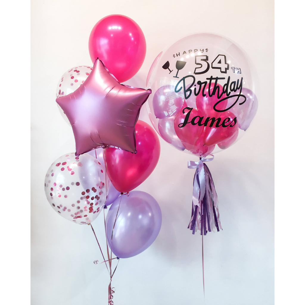 Personalized Bubble Balloon Sets | Hot Pink & Lilac