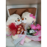 Loving Couple Bear, Ferrero Rocher and Mini Soap Roses Bouquet (Klang Valley Delivery)