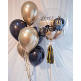 18" Customized BoBo Balloon with bunch Black ChromeGold series (Klang Valley Delivery)