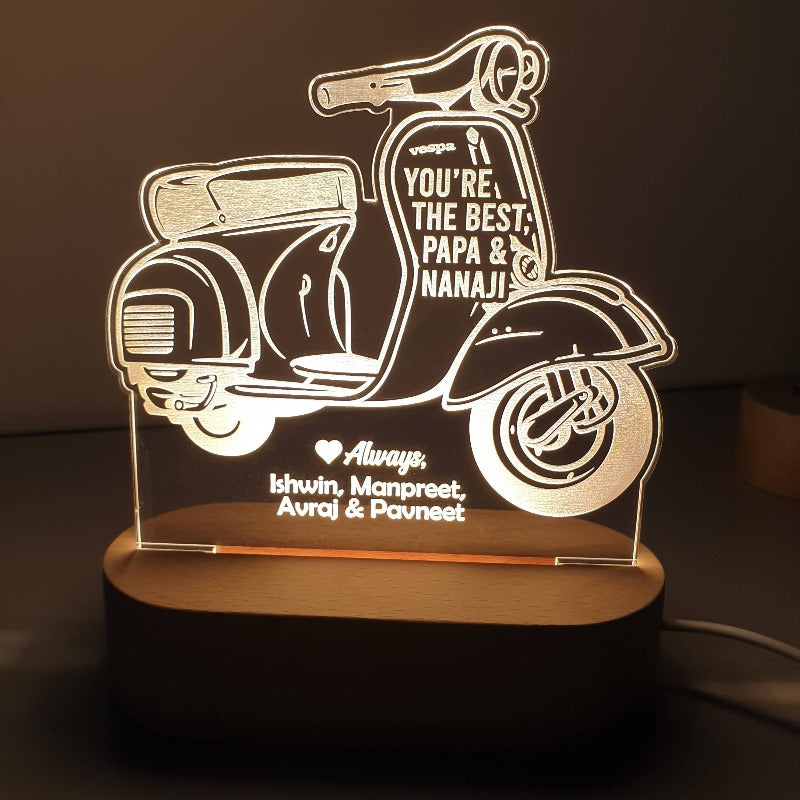 Personalized Wooden LED Lamp (Bike Design) | (Nationwide Delivery)