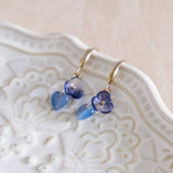 Midnight Blue Flower Leaf Gold Handmade Earring (5-7 Working Days)