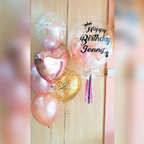 Birthday 24-inch Balloon With Personalized Message And Mini Balloons + 1 Mixed Bouquet Of Latex Balloons And Heart Foil