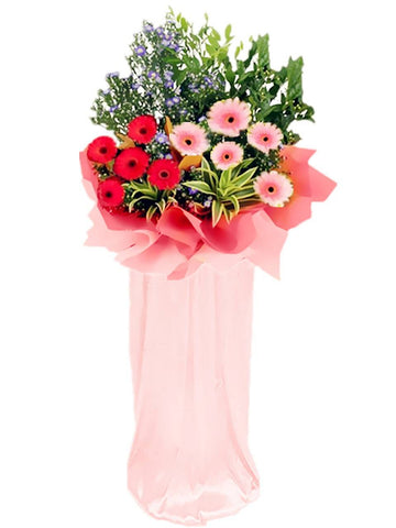 Red & Pink Fresh Gerbera Grand Opening Flower Stand
