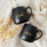 Personalized Couple's Black Mugs with Bouquet (Nationwide Delivery)