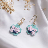 Cherry Blossom Butterfly Hook Polymer Clay Gold Handmade Earring