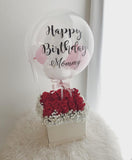 Red Roses Flower Box with Hot Air Balloon
