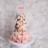 Pink Roses Strawberry Tower