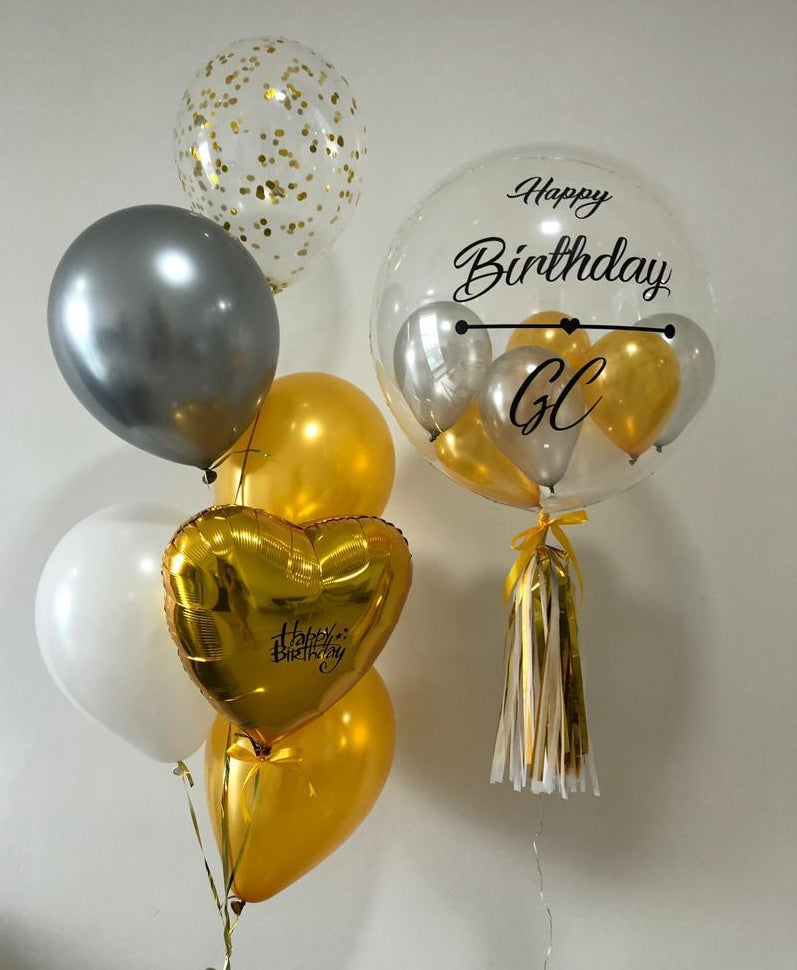 Personalised Bubble Balloon Set with Foil Balloon and 6 Helium Balloons