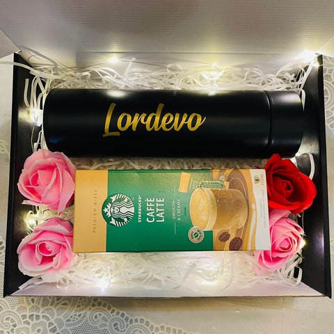 Personalized Thermos Flask Bottle With Premium Coffee & Rose Soap Flowers Gift Box (Klang Valley Delivery)