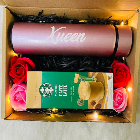 'Father's Day 2024': Personalized Thermos With Starbucks Premium Coffee & Rose Soap Flowers Gift Box (Nationwide Delivery)