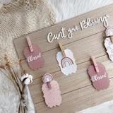 Wooden Board with Photo Clips - Count Your Blessings Boho Rainbow (Nationwide Delivery)
