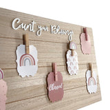 Wooden Board with Photo Clips - Count Your Blessings Boho Rainbow (Nationwide Delivery)