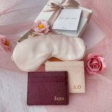 Personalized Luxe Pamper Set | Premium Silk Eye Mask and Leather Card Holder (Klang Valley Delivery)